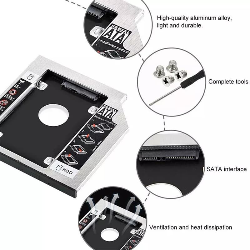 ถาดแปลงใส่HDD SSD ในช่อง DVD Notebook9.0/9.5/12.7mm Tray SATA 2nd HDD SSD Hard Drive Caddy ถาดแปลง for Laptop Notebook รูปที่ 5