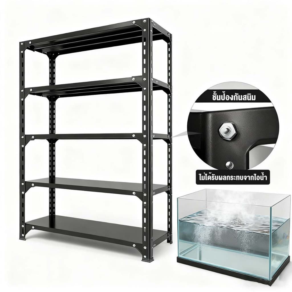 ESShelf ชั้นวางของ 3/4/5ชั้น สูง100/150/180cm ขาว ดำ แข็งแรง Warehouse Supermarket kitchen shelf รูปที่ 7