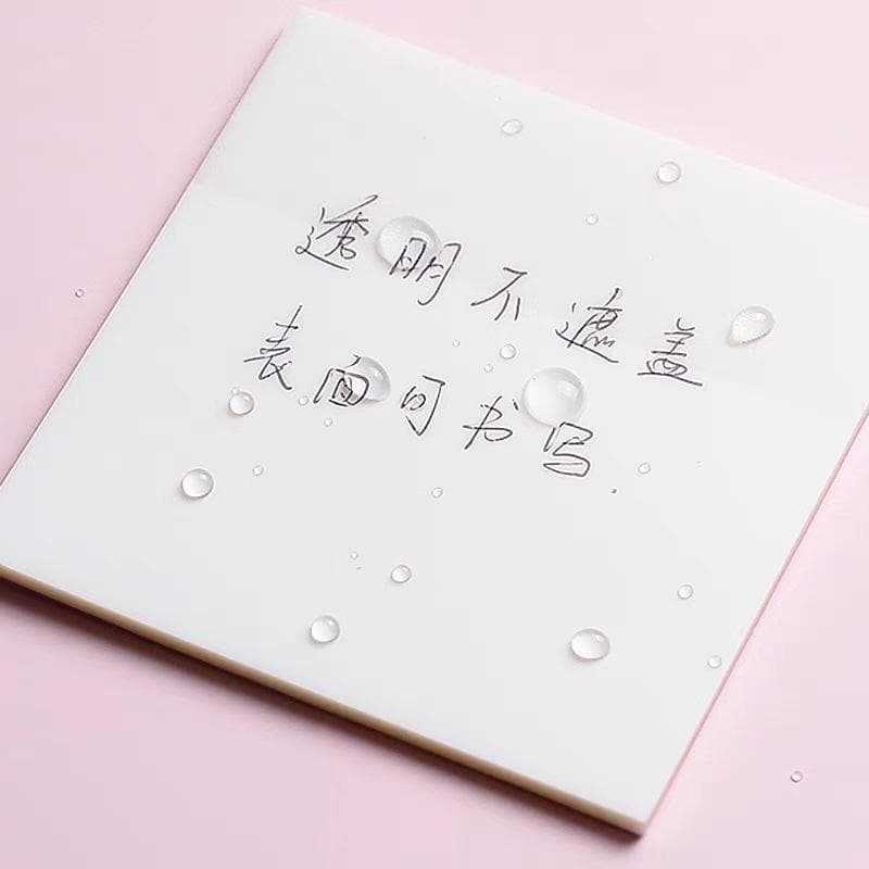 กระดาษโน้ตโปร่งใส 50 แผ่น กันน้ำ clear stiky note มีกาวในตัว กระดาษโน๊ตบางเบา ใช้สำหรับจดบันทึกและติดโน้ตบนพื้นผิวเรีย รูปที่ 2