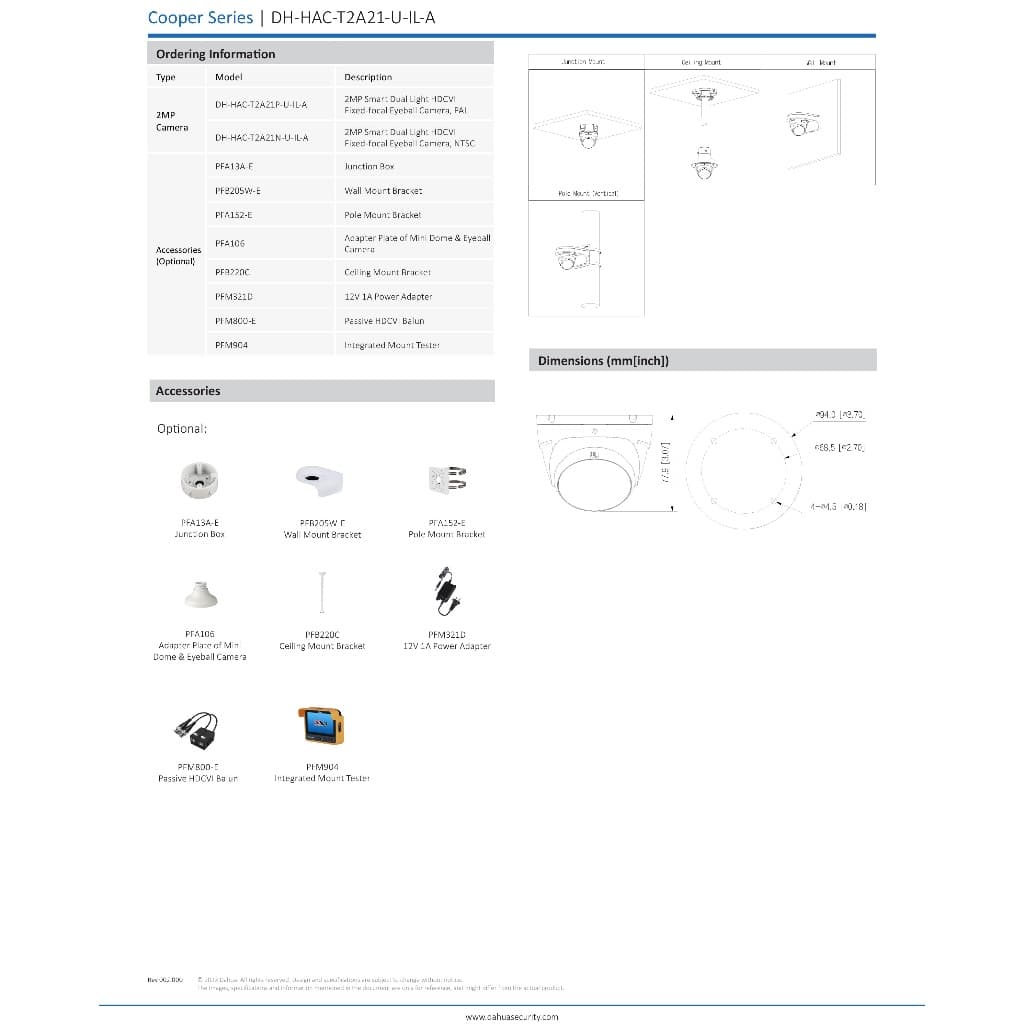 กล้องวงจรปิด DAHUA ชนิด ANALOG รุ่น DH-HAC-T2A21-U-IL-A บันทึกภาพพร้อมเสียง โหมดสลับภาพสี-ภาพขาวดำ รูปที่ 4