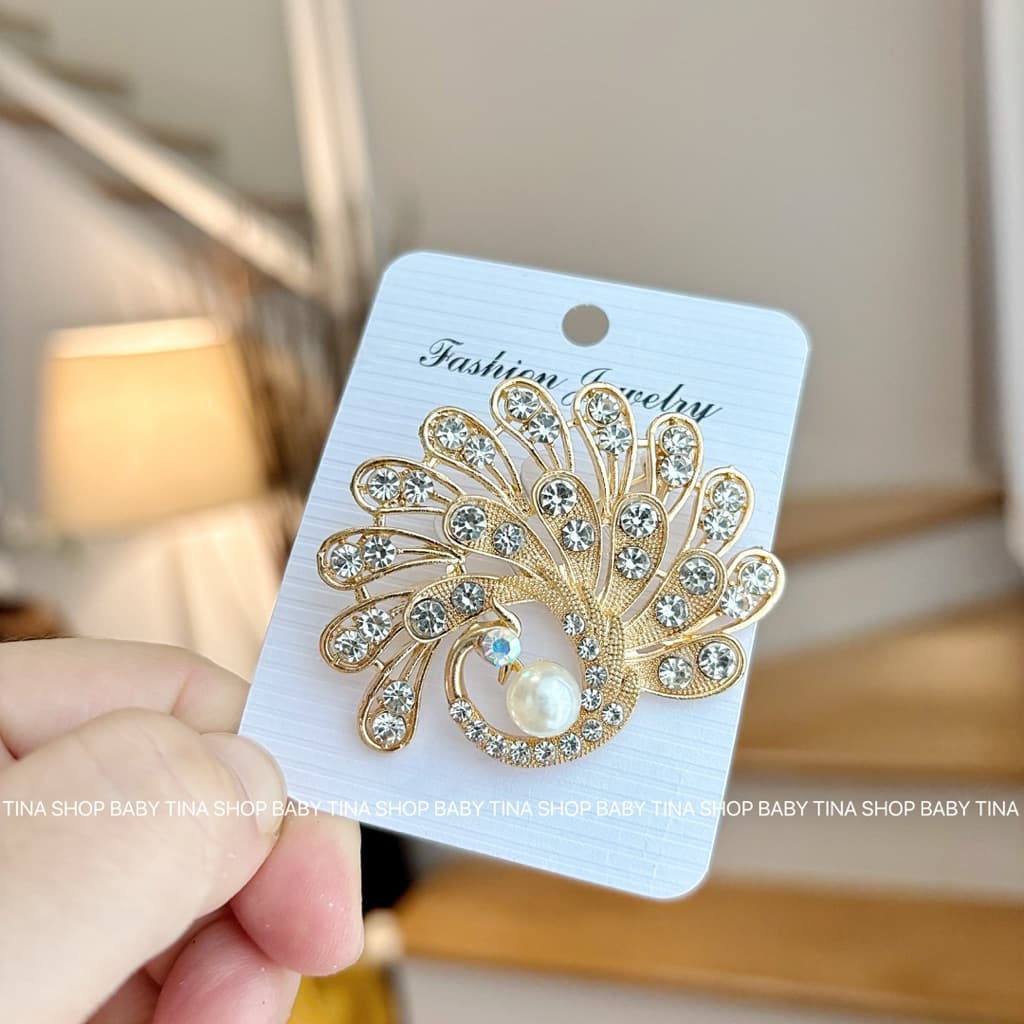 เข็มกลัดนกยูง 1ชิ้น ส่งจากไทย เข็มกลัดสีเงิน เข็มกลัดติดเสื้อ เข็มกลัดติดเสื้อสีทอง เข็มกลัดหงส์ รูปที่ 6