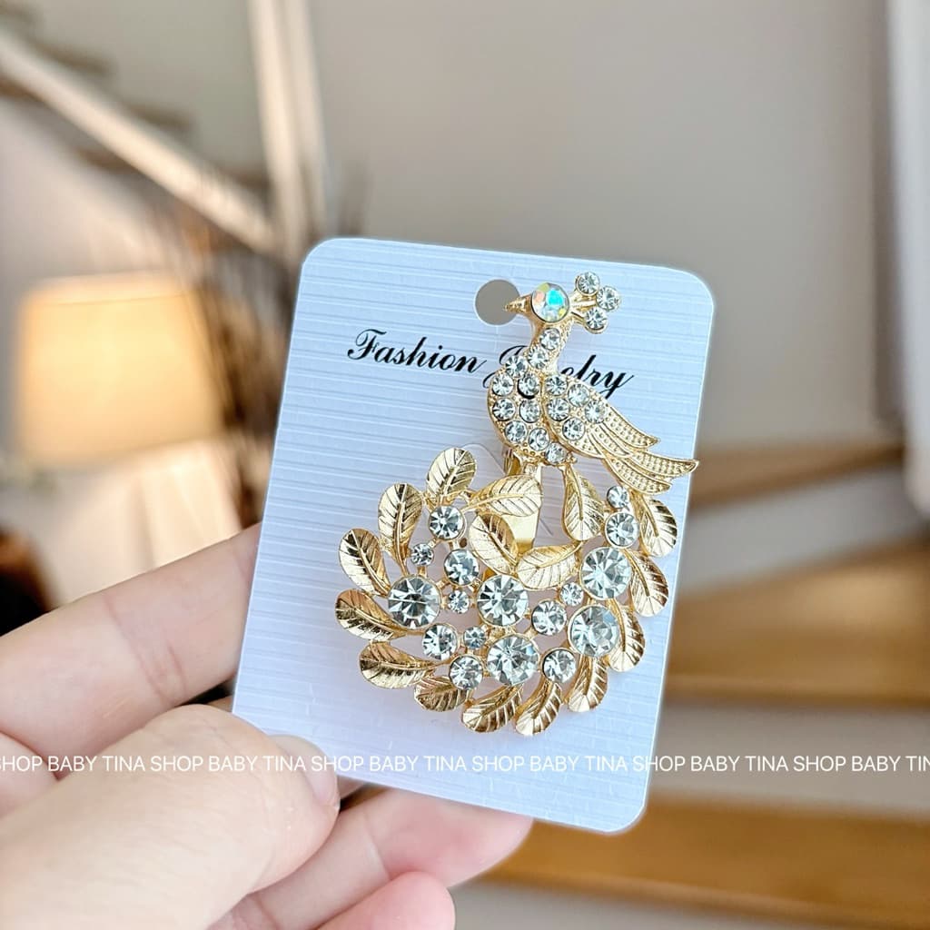 เข็มกลัดนกยูง 1ชิ้น ส่งจากไทย เข็มกลัดสีเงิน เข็มกลัดติดเสื้อ เข็มกลัดติดเสื้อสีทอง เข็มกลัดหงส์ รูปที่ 7