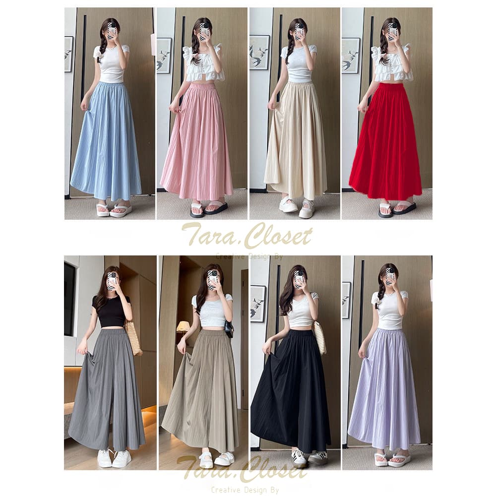 COM523 TARA Pants กางเกงกระโปรง เอวยางยืด มีกระเป๋าข้าง เนื้อผ้าครัช ผ้าดี ไม่ต้องรีด ใส่สบาย ระบายอากาศได้ดี รูปที่ 1