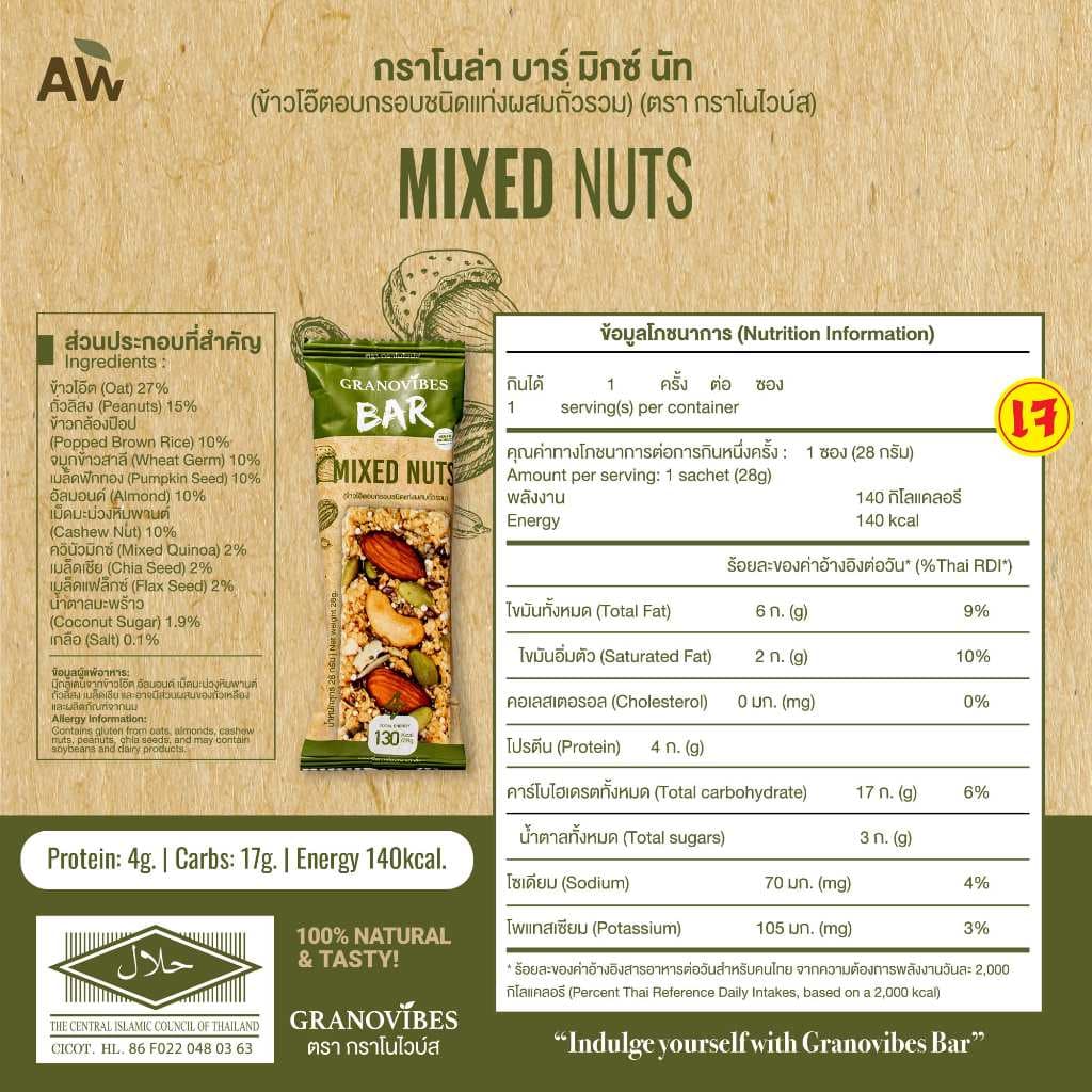 เจ Granovibes Bar กราโนล่า ชนิดแท่งผสมซูเปอร์ฟู้ด 3 รส 3 กล่อง (ดาร์คช็อคโกแลต / แครนเบอร์รี่ / ถั่วรว รูปที่ 7