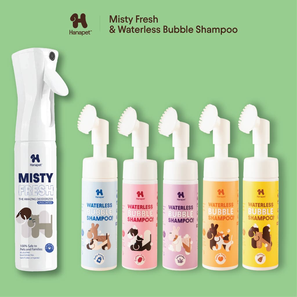 Hanapet Misty Fresh Spray 300ml & Waterless Bubble Shampoo Mini 130ml ชุดคู่ดูแลครบวงจร รูปที่ 1
