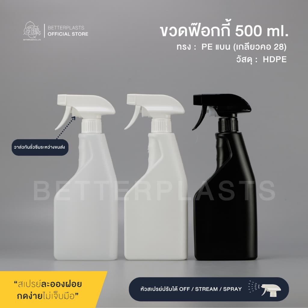 ขวดฟ๊อกกี้ 500 ml. คอ28 สีขาว/ดำ รูปที่ 1