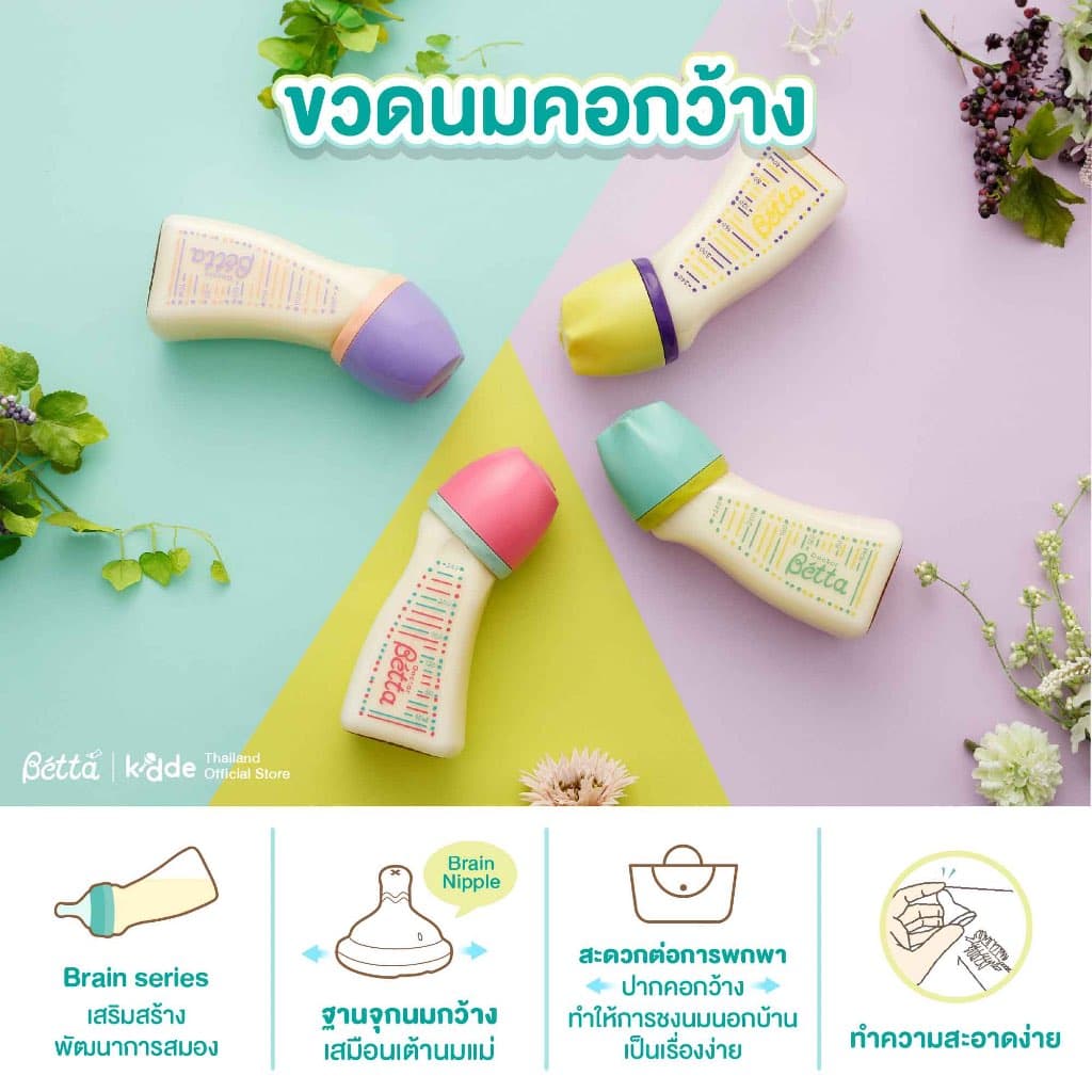 Dr.Betta ขวดนมคอกว้าง Carrousel 160ml จุกนม Brain Cross cut ไม่ดูดไม่ไหล รูปที่ 6