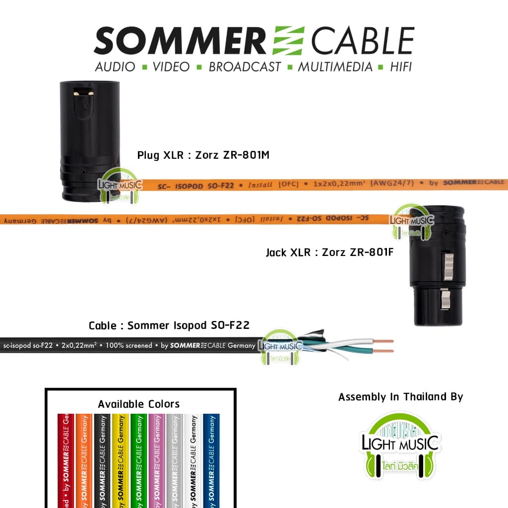 Plug XLR to Jack XLR Right Angle Sommer SC-Isopod LS-ZR8ISO สายไมค์สำเร็จ หัวแจ็คงอ 90° Zorz สายไมค์ สายสัญญาณสำเร็จ รูปที่ 2
