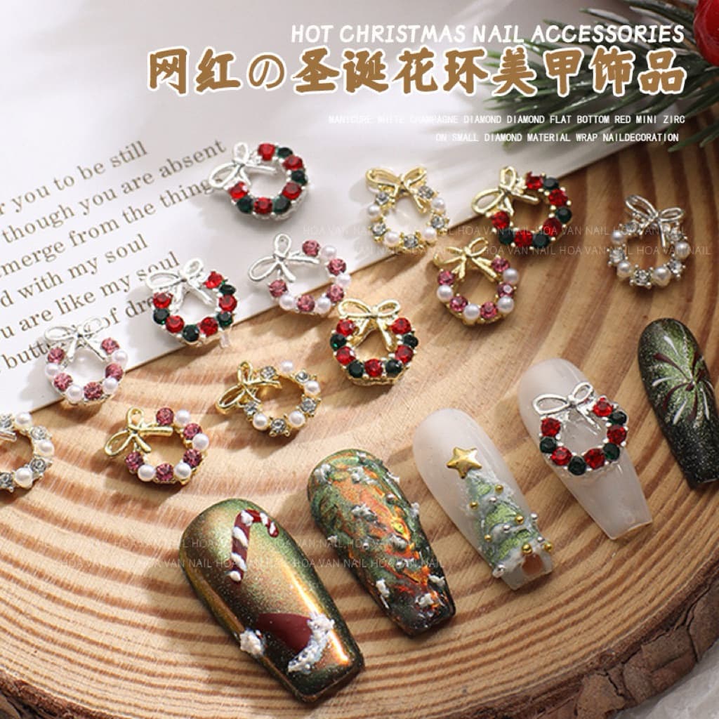 Christmas โลหะติดเล็บ คริสมาส โบโลหะ โบจิ๋ว ขนาดเล็ก รูปที่ 2