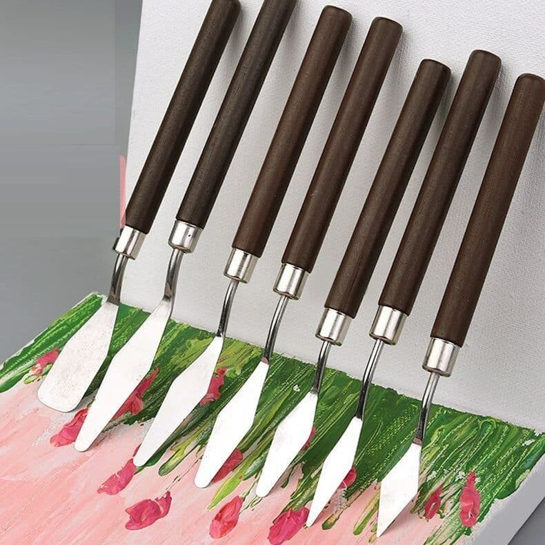 ชุดมีดผสมสี Artist Palette Knives สแตนเลส ด้ามไม้/พลาสติก ทนทาน สำหรับผสมสีอะคริลิค สีน้ำมัน DIY ทาสีกระปุกออมสิน ฟิกเกอ รูปที่ 6