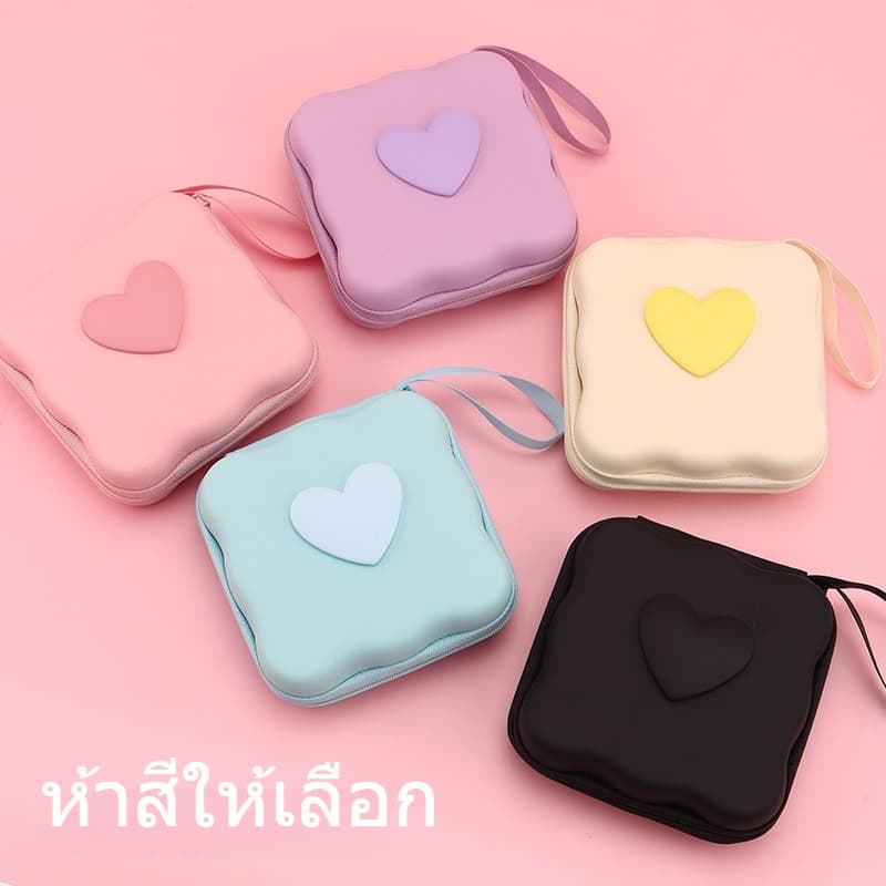 Love Heart กระเป๋าซิป, กระเป๋าเก็บสายไฟ พกพาสะดวก หลายช่อง กันน้ำ ทนทาน ความจุสูง กระเป๋าเก็บสายชาร์จ รูปที่ 2