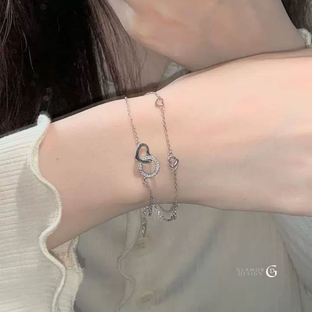 GLAMORกำไลข้อมือเงินแท้ Love-Loop สร้อยข้อมือเชื่อมโยงความรัก กำไลผู้หญิงสไตล์เกาหลี กำไลแฟชั่น รูปที่ 6