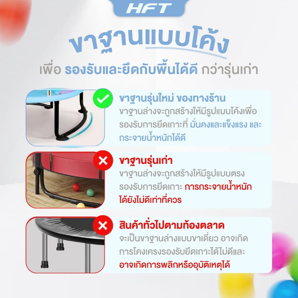 แทรมโพลีนเด็ก แทรมโพลีน แทมโปลีน Trampoline ของเล่นเด็ก เสริมสร้างพัฒนาการ - Homefittools รูปที่ 4
