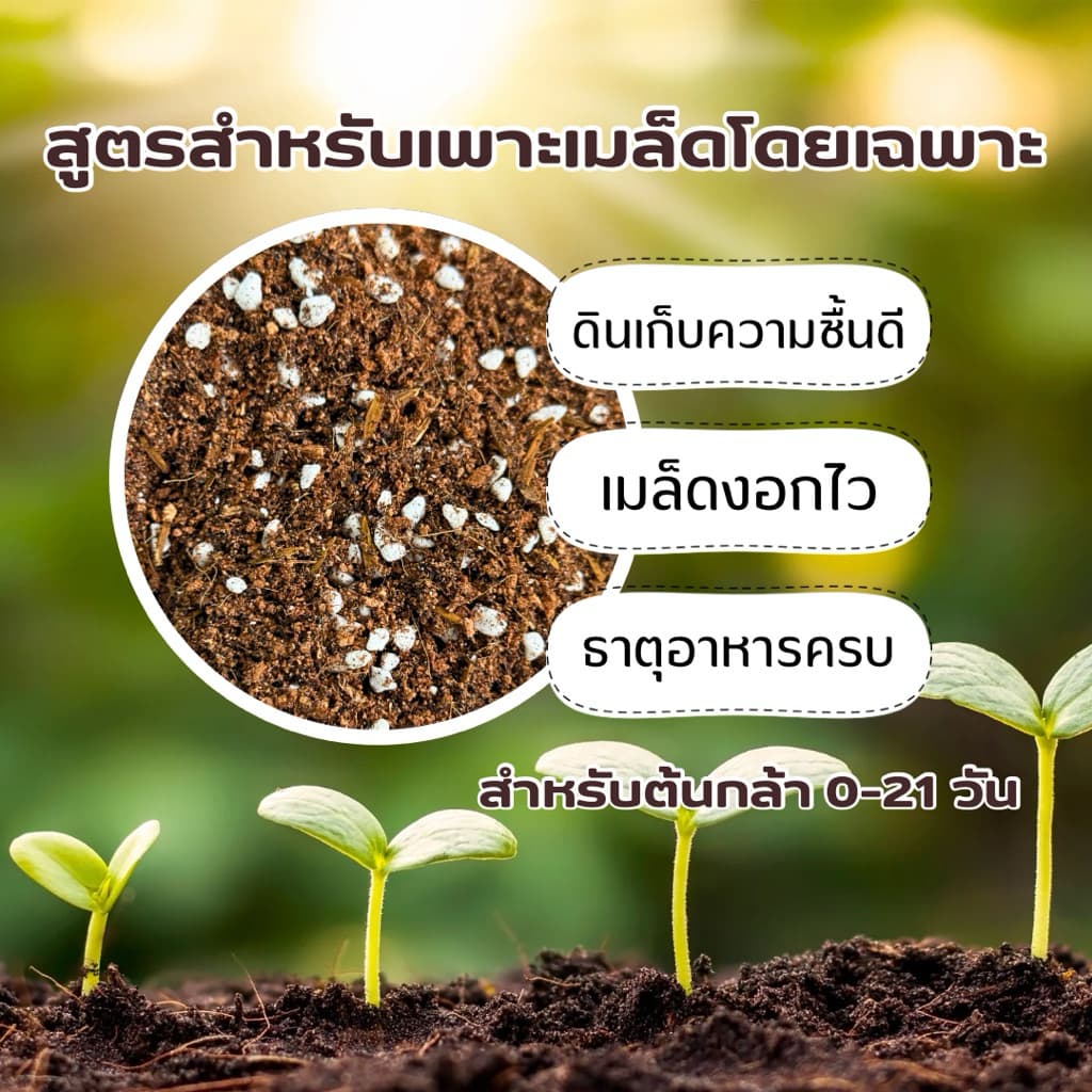 ดินเพาะเมล็ด ดินเพาะกล้า ดินผสมสำเร็จสูตรสำหรับเพาะเมล็ดโดยเฉพาะ เมล็ดงอกไว รูปที่ 2