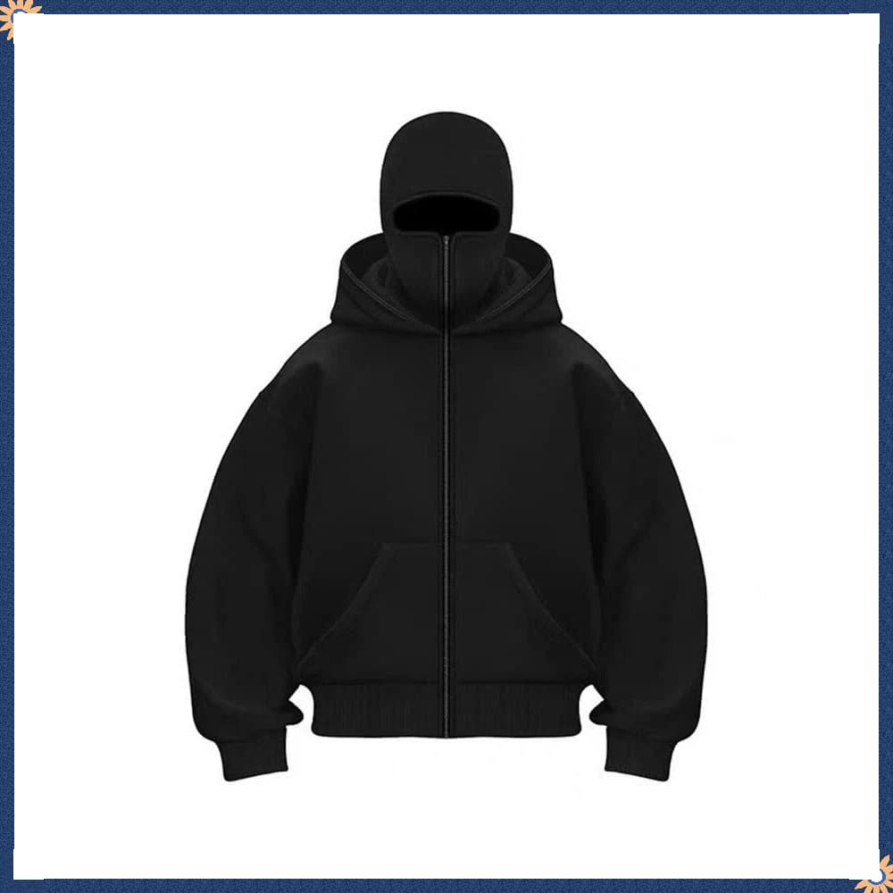 CODเสื้อฮู้ดนินจาHoodie with 2 Balaclava Face Covers, Unisex Hoodie in Non-Ruffled กันหนาวและป้องกันแสงแดด เสื้อฮู้ด รูปที่ 6