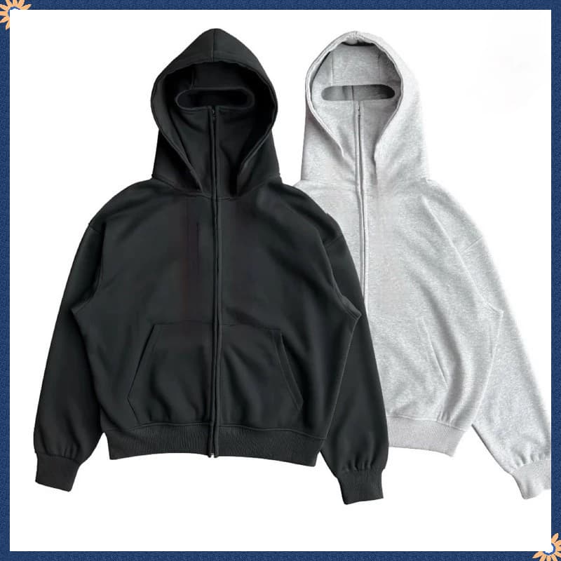 CODเสื้อฮู้ดนินจาHoodie with 2 Balaclava Face Covers, Unisex Hoodie in Non-Ruffled กันหนาวและป้องกันแสงแดด เสื้อฮู้ด รูปที่ 9