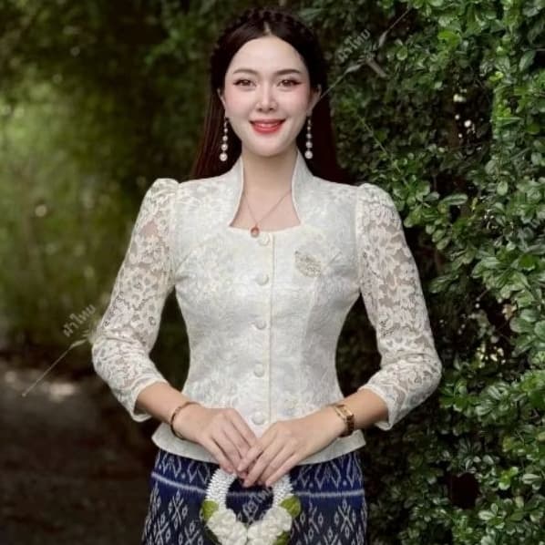 KK - เสื้อไหมลูกไม้สีขาวงา ค่ะ มีอก32-44 เสื้อใส่ไปทำบุญ ออกพรรษา ออกงานต่างๆไปวัด รูปที่ 7