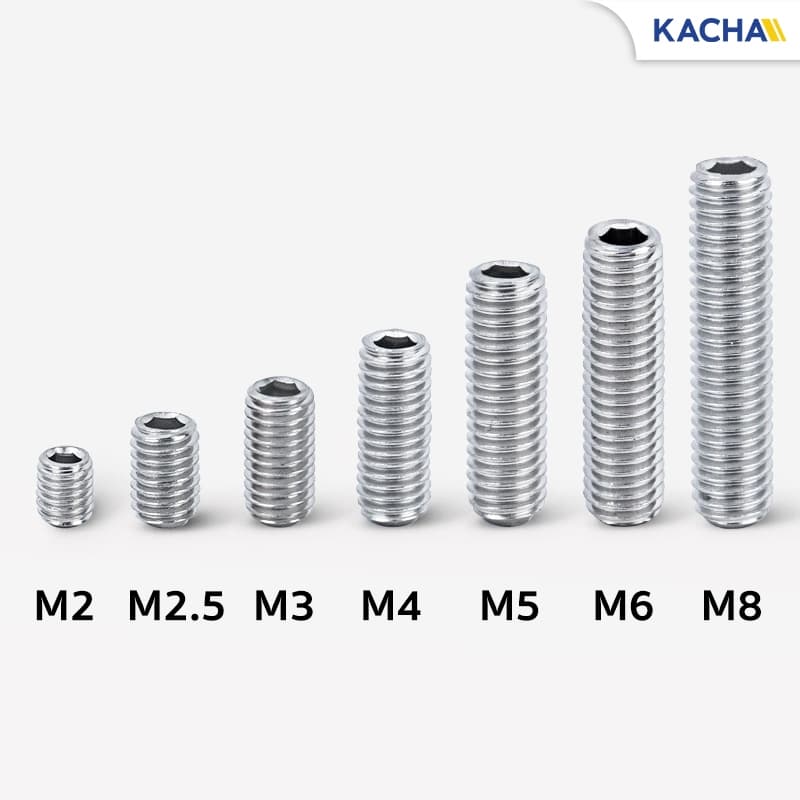 Kacha สกรูตัวหนอน สกรูหัวจมหกเหลี่ยม สแตนเลส 304 ขนาด M8 ยาว 6-50มิล ทนทานสนิมและการกัดกร่อน GB77 รูปที่ 7