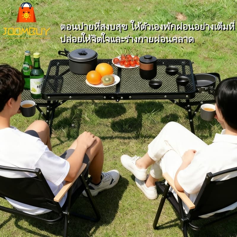 TITIU โต๊ะตะแกรงสำหรับแคมป์ปิ้ง โต๊ะแคมป์ปิ้ง อะลูมิเนียมอัลลอย น้ําหนักเบา ปรับความสูงได้ แบบพกพา สําหรับตั้งแคมป์ รูปที่ 2