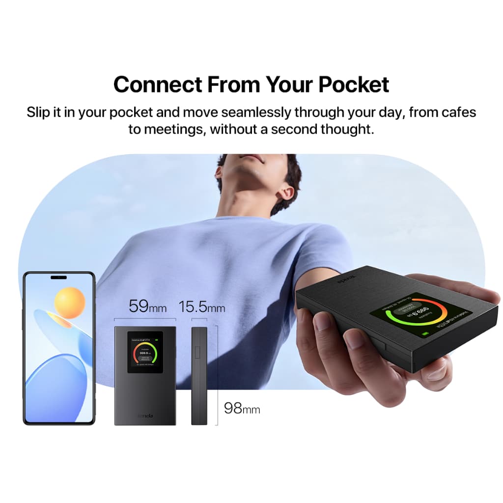 Tenda MF3/MF6 4G LTE Pocket WiFi 6 AX300 ฮอตสปอตพกพาความเร็วสูง มาพร้อมหน้าจอสี 1.44 นิ้ว พอร์ต USB-C Plug & Play รูปที่ 5