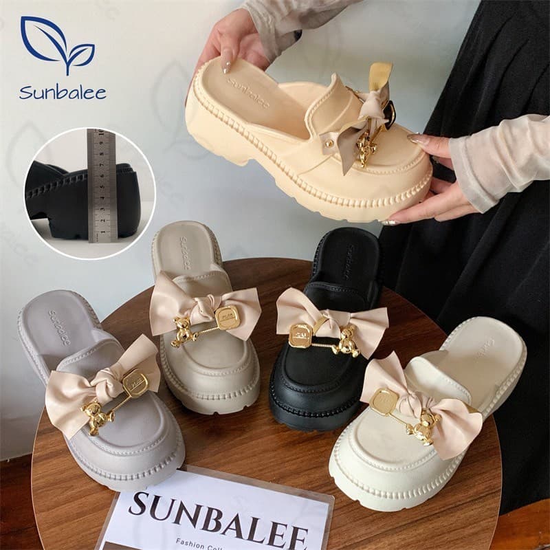 SHO-SUNX88รองเท้าพื้นนิ่ม สไตล์เกาหลีน้ำหนักเบา รองเท้าแฟชั่น รองเท้าเสริมส้น สูง 7 cm. ส้นสูง วัสดุยาง สีพื้นน่ารัก รูปที่ 1