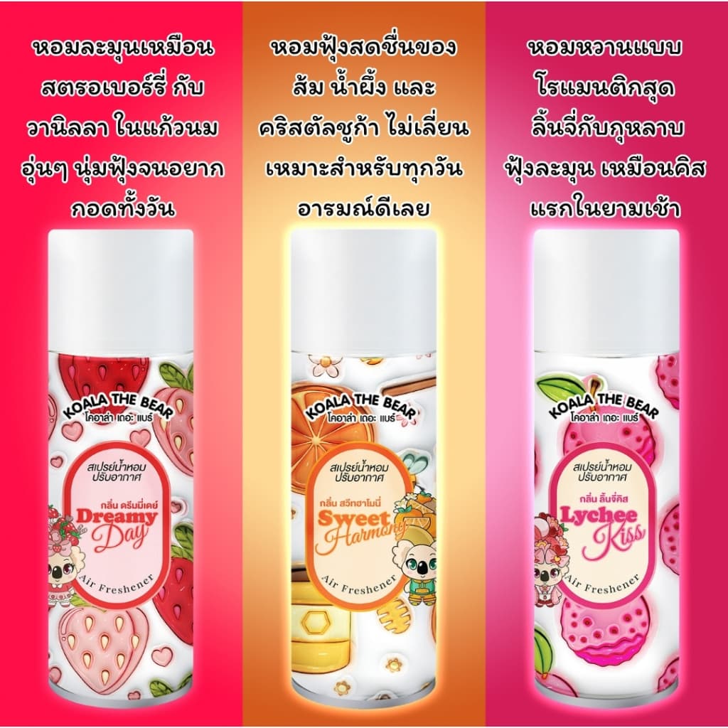 Koala the Bear สเปรย์น้ำหอมปรับอากาศ 350 มล. 3 กลิ่นFRUITY รูปที่ 9