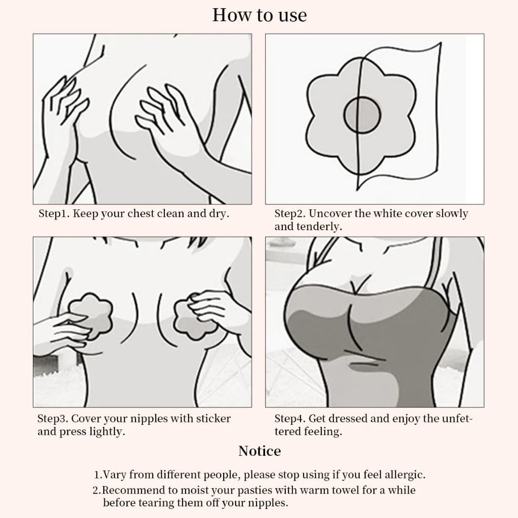 100 ชิ้นสติกเกอร์หัวนมทิ้งที่มองไม่เห็นสติกเกอร์หน้าอกไม่ทอ Bra Breast Patch Bra - less Pasties Pad ฝาครอบหัวนมสติกเกอร์ รูปที่ 9