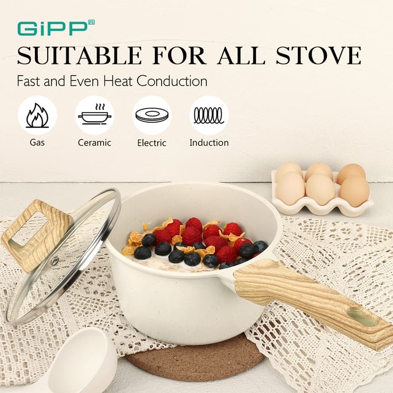 GIPP หม้อ หม้อ นมโอ๊ต หม้อเสริมอาหารเด็ก หม้อหินไมฟาน ไม่ติดหม้อ เล็ก 16/18/20cm ไม่ติดอาหาร เหมาะสำหรับ 1-5 คน เนกประสง รูปที่ 3