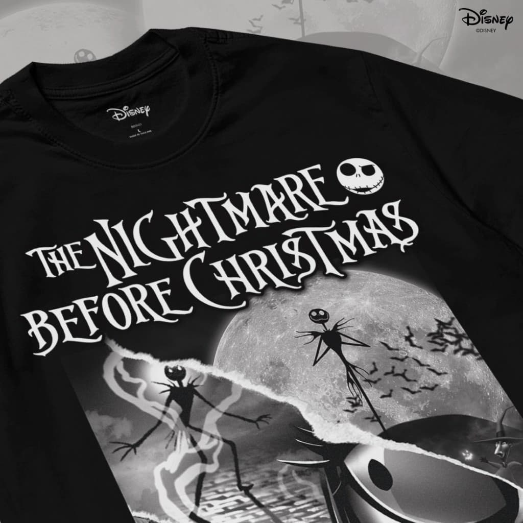 Power 7 Shop เสื้อยืดการ์ตูน "The Nightmare Before Christmas" ลิขสิทธิ์แท้ DISNEY รูปที่ 3