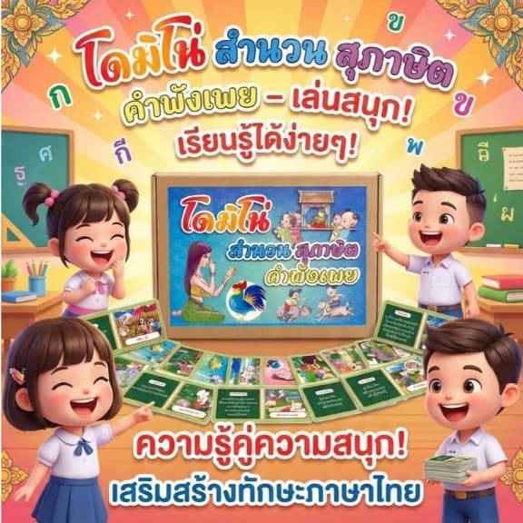 สื่อารสอนวิชาภาษาไทย โดมิโน่ เรื่อง สำนวน สุภาษิต คำพังเพย A5 รูปที่ 7
