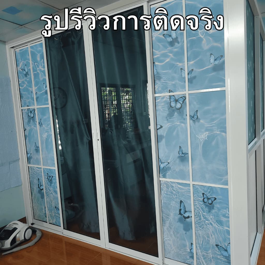ฟิล์มติดกระจกสูญญากาศ รุ่นดำทึบ กันคนมอง กันแสงแดด100% ติดง่ายนอนเพลิน ฟิล์มฝ้าติดกระจกหน้าต่าง สติ๊กเกอร์ติดกระจกบ้าน รูปที่ 6