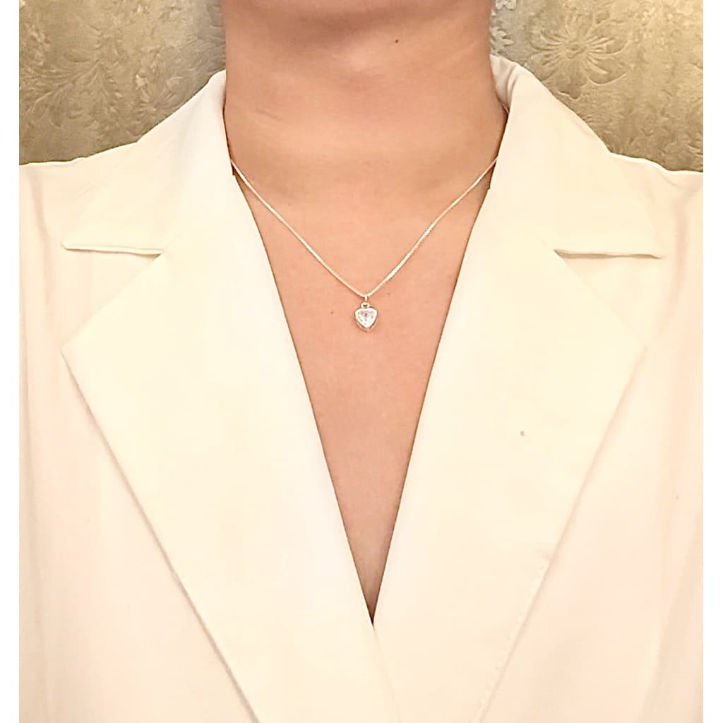 สร้อยคอเงินแท้ 92.5 พร้อมจี้หัวใจฝังเพชรสวิส รุ่น Alicia เคลือบทองคำขาว 18k แถมฟรีเซ็ตของขวัญ รูปที่ 7