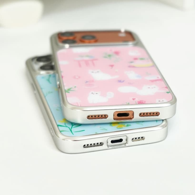 NEW Laongmoon เคสไอโฟนขอบเงิน พิมพ์ลาย Flower Sweet Collection สำหรับ iPhone 12 13 14 15 16 17 รูปที่ 2