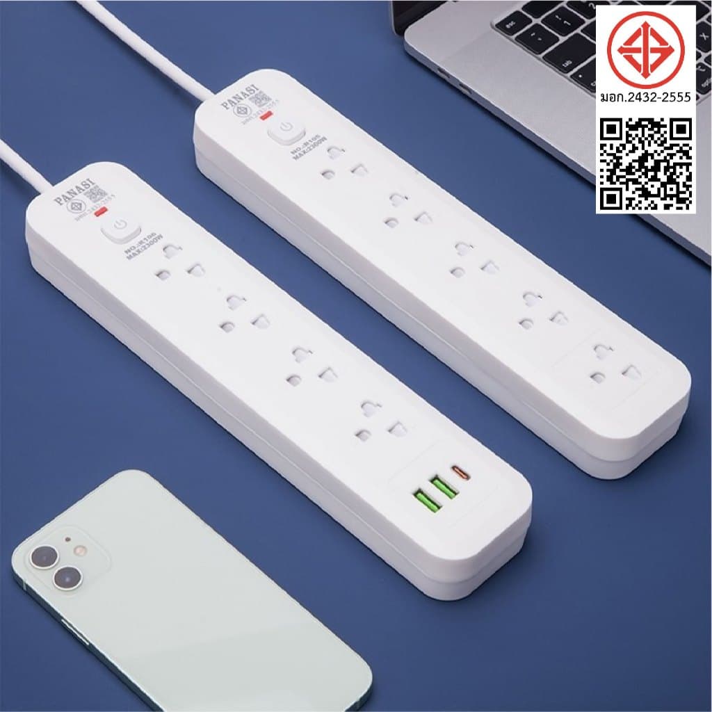 ปลั๊กไฟ usb ปลั๊ก3/4/5/6ตา power socket พร้อมสวิตช์ปิดเปิด มาตรฐาน มอก. ตัดไฟได้ 2เมตร/3เมตร/5เมตร/10เมตร รูปที่ 8