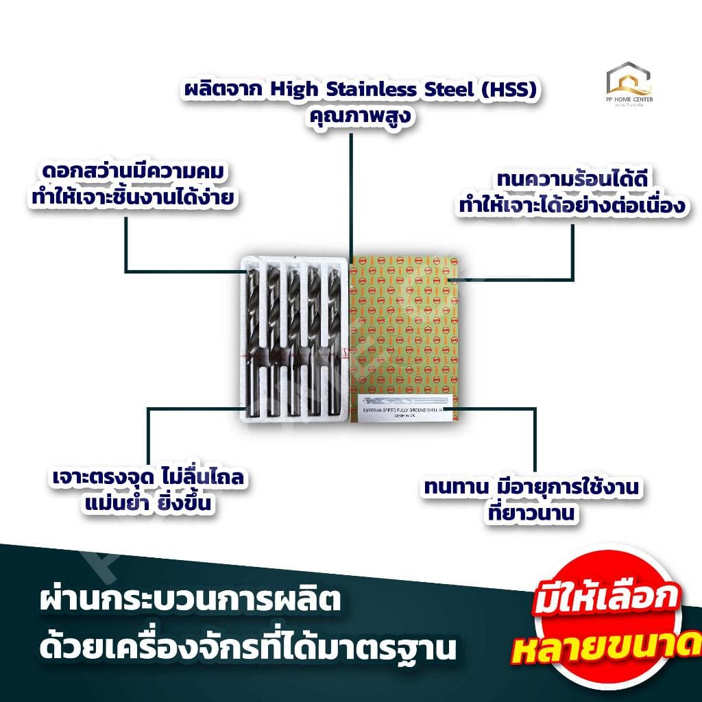 ดอกสว่านเจาะเหล็กสีเงิน SMIC เจาะสแตนเลสซุปเปอร์ไฮ-สปีด รูปที่ 2