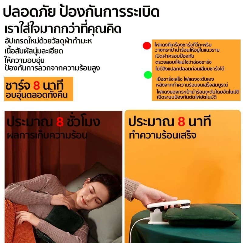เก็บความร้อนได้นาน 10 ชั่วโมง กระเป๋าน้ำร้อน กันระเบิด ไม่ต้องเติมน้ำเอง ประคบร้อน ช่วยลดอาการ ปวดประจำเดือน รูปที่ 7