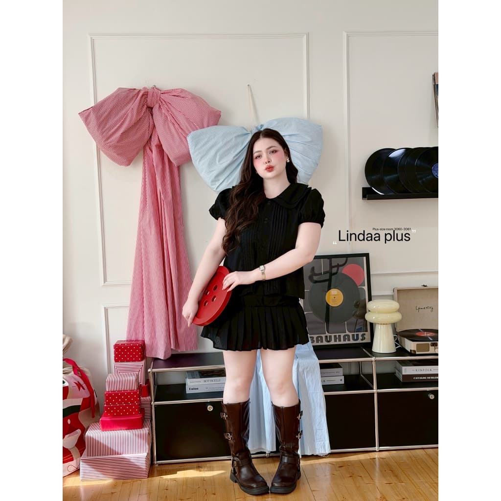 เซต เสื้อคอบัว2ชั้น+กระโปรงจีบ ผ้าฝ้าย น่ารัก เรียบร้อย แต่งลูกไม้ เสื้อผ้าสาวอวบอ้วน พลัสไซส์ ไซส์ใหญ่ รูปที่ 6