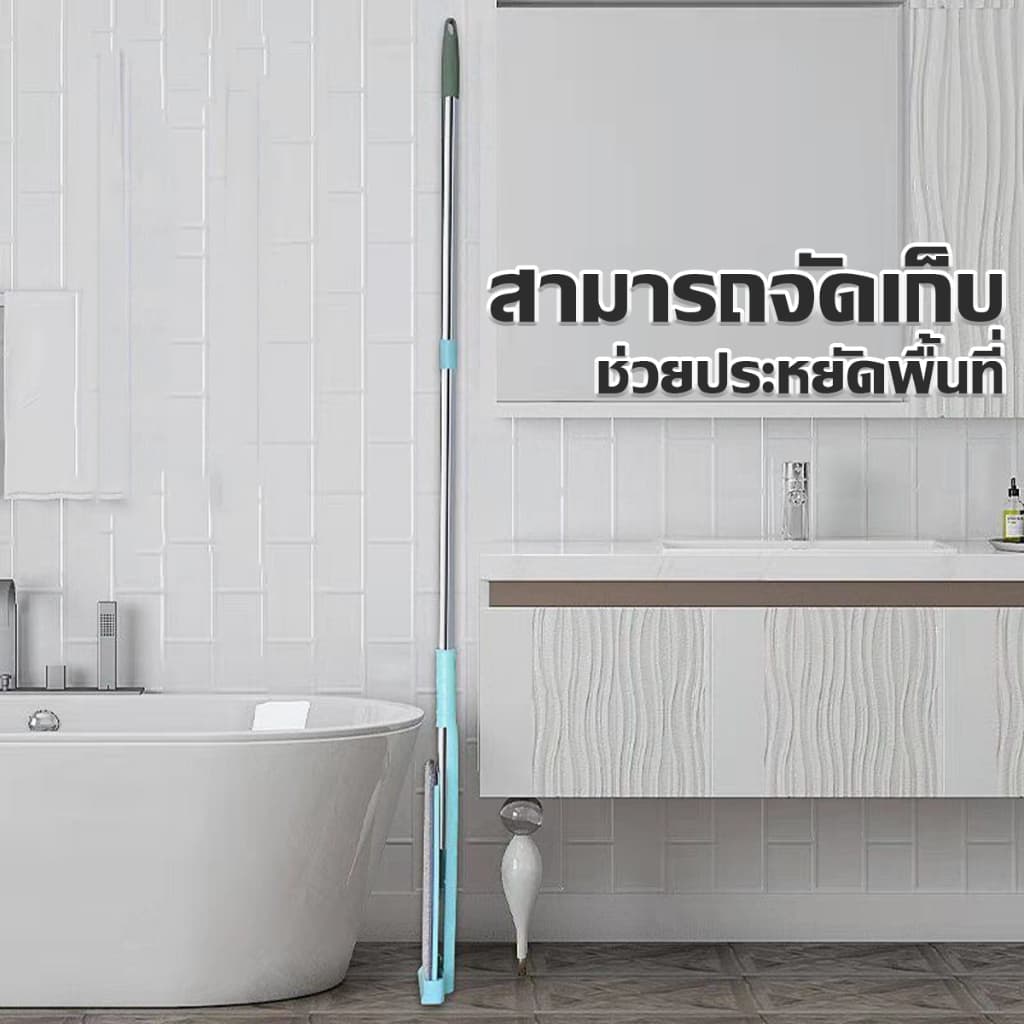 ไม้ถูพื้น ไม้ถูพื้นแบบรีดน้ำ หมุนได้ 360 องศา มีผ้าม๊อบไมโครไฟเบอร์2ผืน ไม้ม๊อบถูพื้นแบนคนขี้เกียจซักผ้าม็อบมืออัตโนมัติ รูปที่ 7