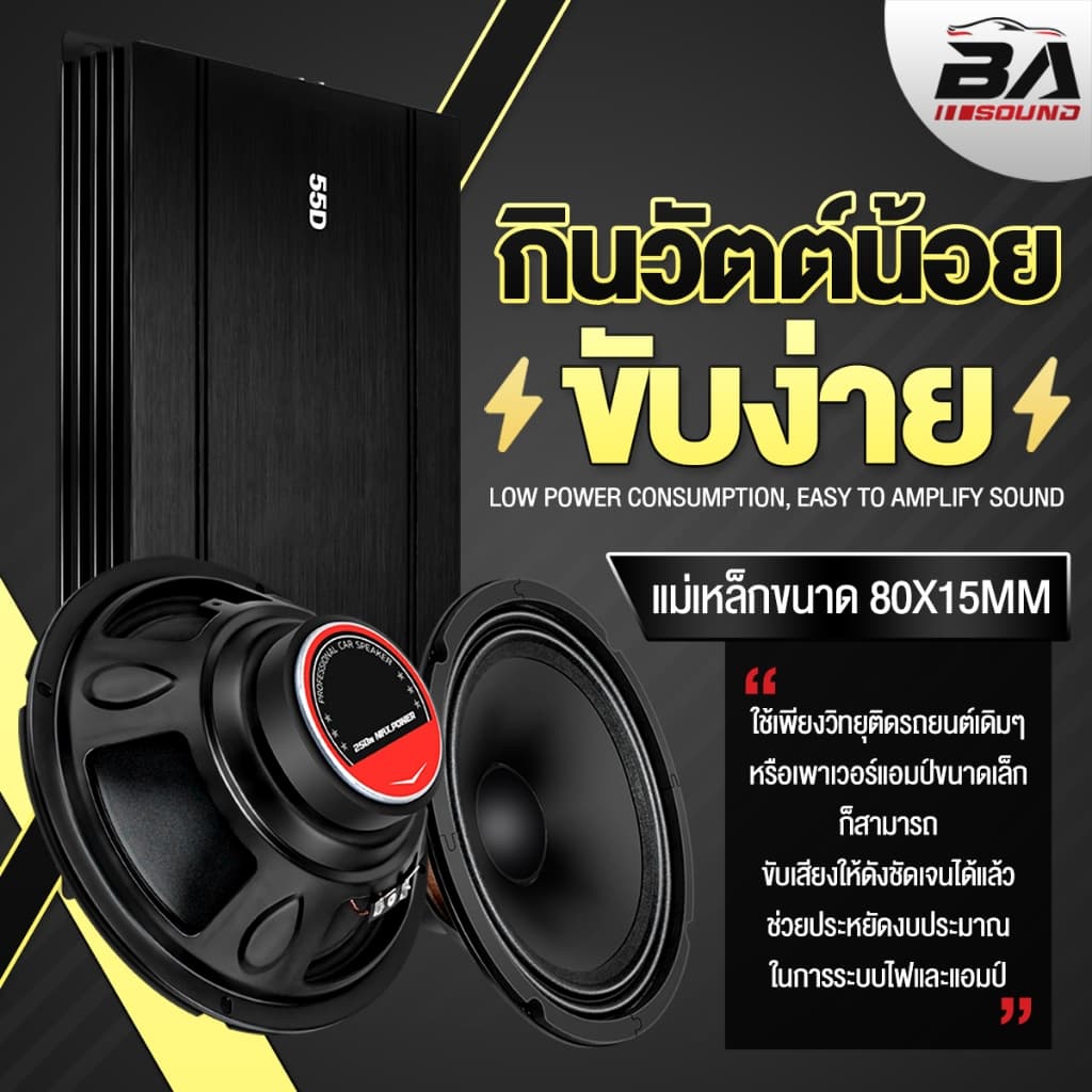 BA SOUND ดอกลำโพง 8 นิ้ว 250W รุ่นใหม่ หน้ายาง 4OHM BA-8015 ราคาพิเศษ ลำโพงเสียงกลาง 8นิ้ว ลำโพงรถยนต์ลำโพงบ้าน ลำโพงDIY รูปที่ 4