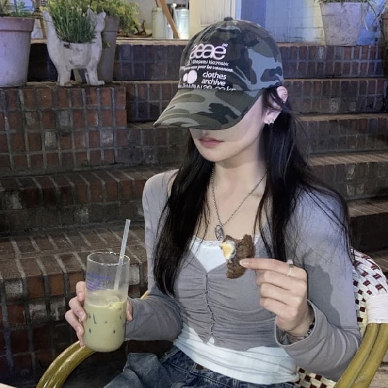 AEAE WEB LOGO CAMO 5 PANNEL/ LEOPARD CAP-GREEN/BLACK หมวกเบสบอลลายเสือดาว รูปที่ 5