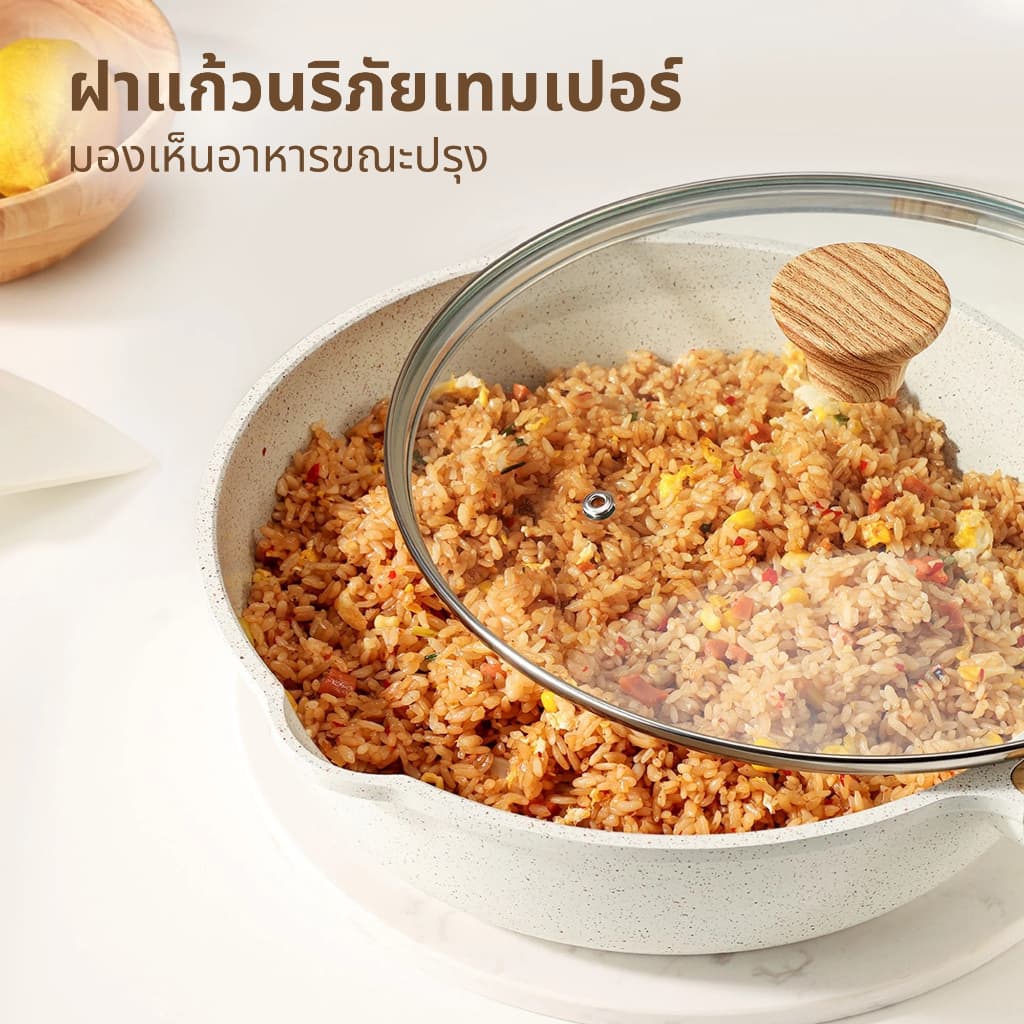 SENSARTE ชุดเครื่องครัวอายุยืน 10 ชิ้น หม้อและกระทะเคลือบเซรามิกกันติด Non-Stick ปลอดสาร ใช้ได้กับเตาทุกประเภท รูปที่ 8