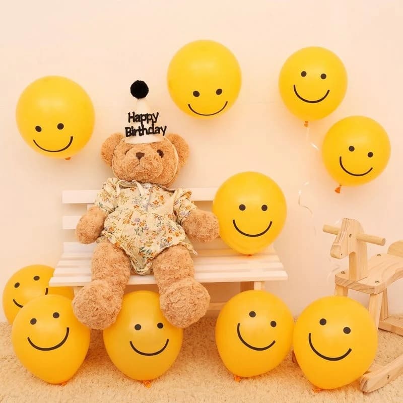 .ลูกโป่งยาง รูปหน้ายิ้มน่ารัก ลูกโป่งวันเกิด ลูกโป่งตกแต่ง Balloon HBD อุปกรณ์ปาร์ตี้ ลูกโป่งยาง รูปที่ 3