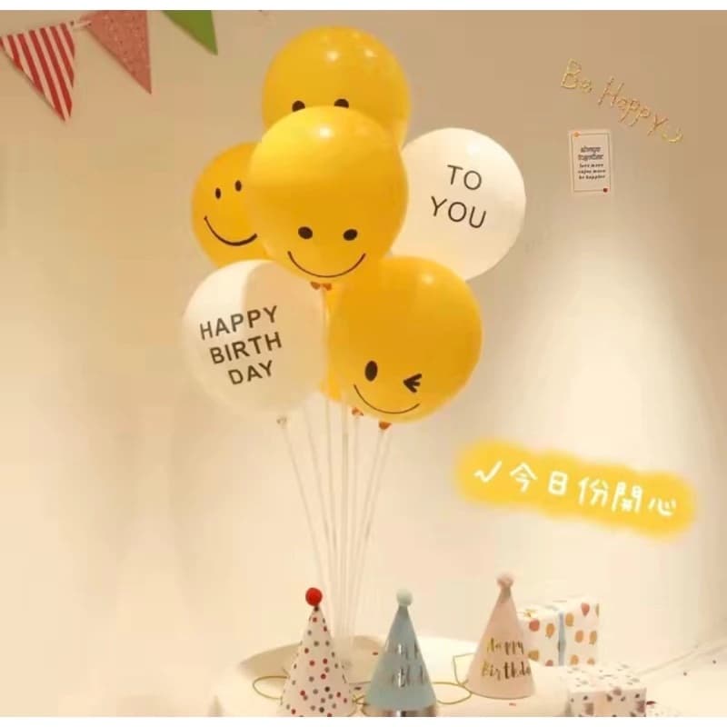 .ลูกโป่งยาง รูปหน้ายิ้มน่ารัก ลูกโป่งวันเกิด ลูกโป่งตกแต่ง Balloon HBD อุปกรณ์ปาร์ตี้ ลูกโป่งยาง รูปที่ 6