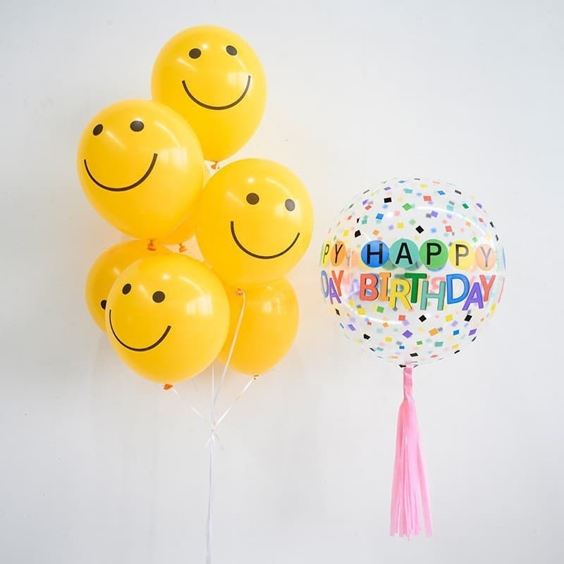 .ลูกโป่งยาง รูปหน้ายิ้มน่ารัก ลูกโป่งวันเกิด ลูกโป่งตกแต่ง Balloon HBD อุปกรณ์ปาร์ตี้ ลูกโป่งยาง รูปที่ 8