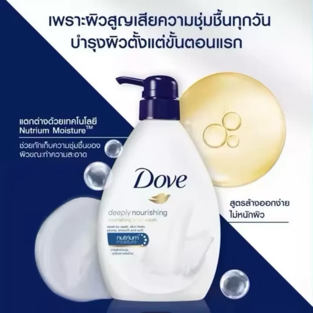 Dove Deeply Nourishing Body Wash 550ml โดฟ ครีมอาบน้ำสูตรล้างออกง่าย. รูปที่ 2