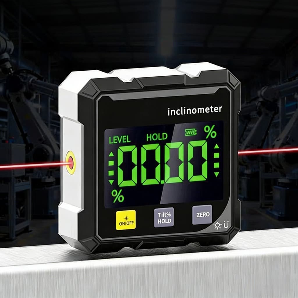วัดมุมจอแสดงผล สี่ด้านดิจิตอลแสดงระดับเครื่องวัดมุม Inclinometer,แม่เหล็กดูดแบบพกพาเลเซอร์ดิจิตอลเครื่องวัดมุม รูปที่ 4