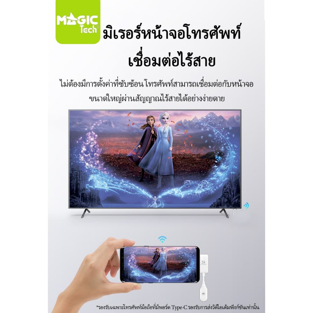 MAGICTECH อุปกรณ์แชร์หน้าจอมือถือบนทีวี HDMI TO USB/TYPE-C รับสัญญาณได้ถึง 50 เมตร รุ่น CS5/CS6/CS7 รูปที่ 6