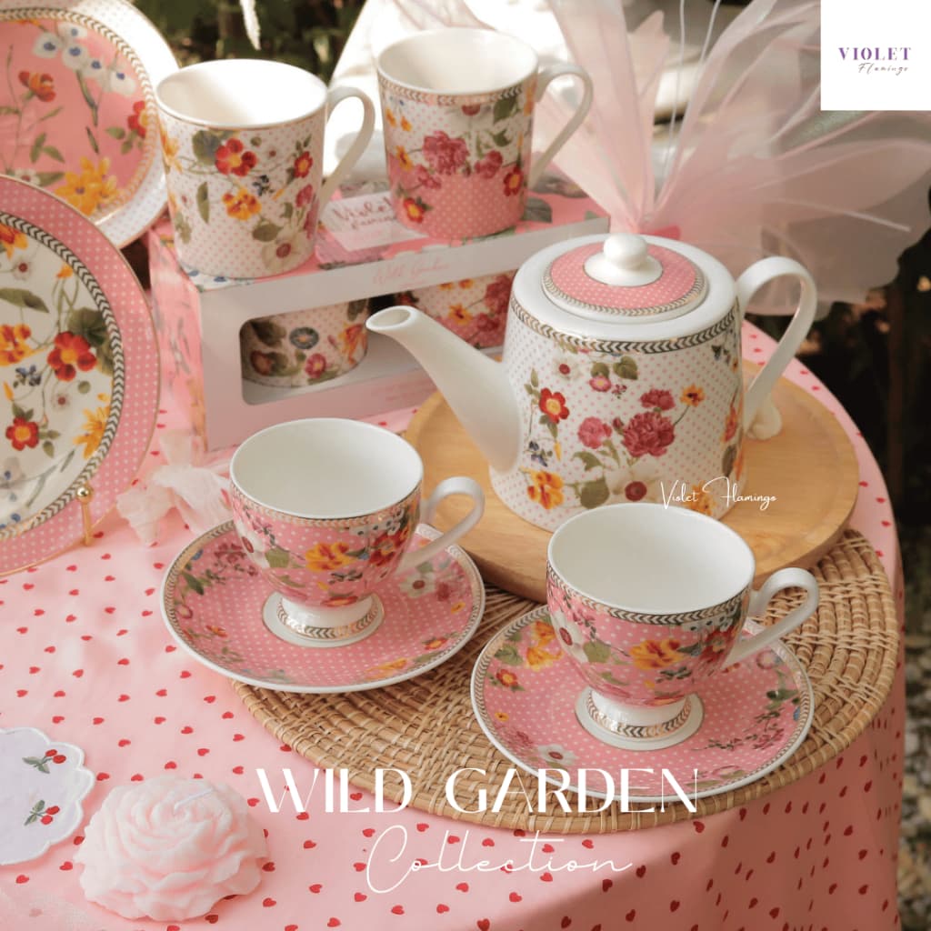 Violet Flamingo - Wild Garden Collection – กาน้ำชา แก้วชาพร้อมจานรอง แก้วมัคพร้อมกล่องของขวัญลายดอกไม้แสนหวาน รูปที่ 2