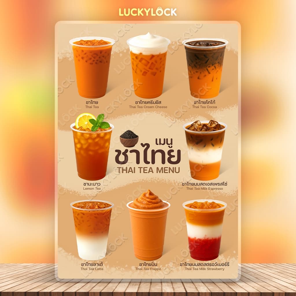 ป้ายเมนูชาไทย ชาเขียว ป้ายโปสเตอร์ร้านค้า คาเฟ่ เคลือบแข็งพร้อมใช้งาน รูปที่ 8