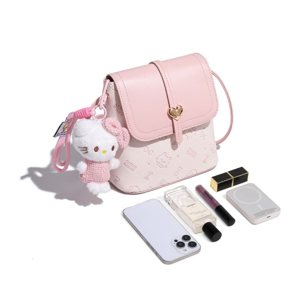 กระเป๋าสะพายข้าง Cow&Kitty สำหรับผู้หญิง หนัง PU สีชมพู น่ารัก กระเป๋าคิตตี้ พกพาง่าย กระเป๋าสะพายไหล่ผู้หญิง รูปที่ 8